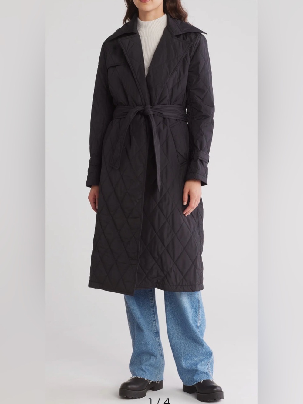 Rebecca Minkoff Quilted Tie-Waist Long Coat -  Size small -NWT - cottagecore